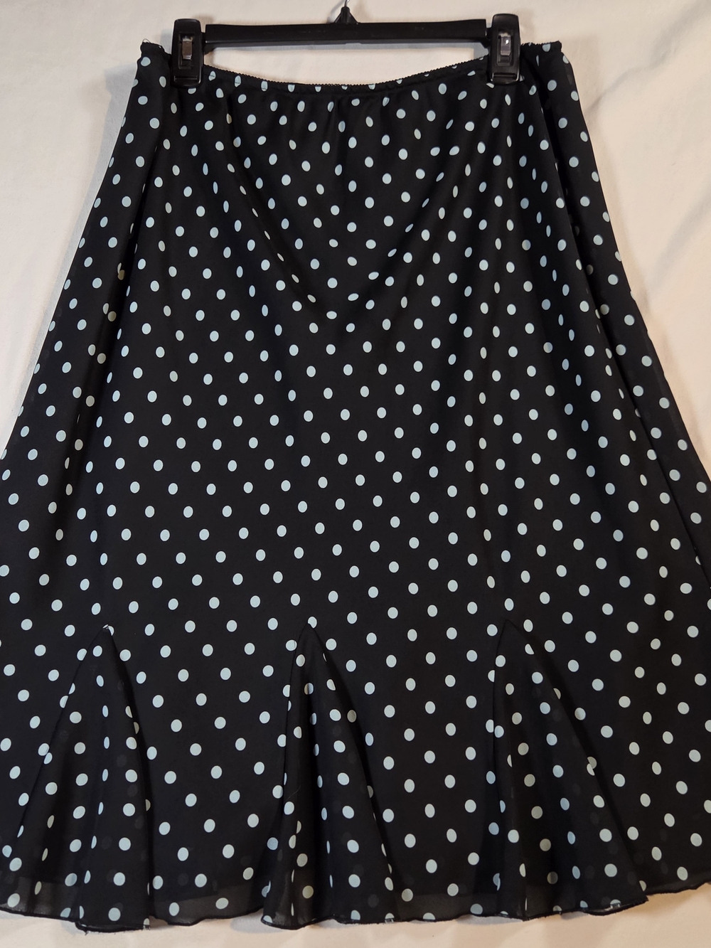 Worthington Black A-Line Skirt with Light Teal Polka Dots
